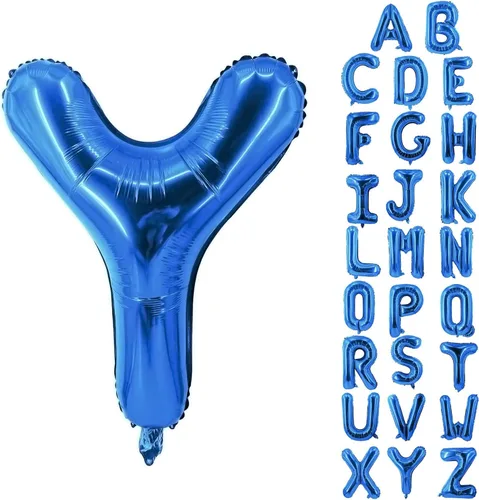 Vista 66 de Globos de letras azules de 40 pulgadas, globo grande del alfabeto de aluminio de Mylar para decoración de cumpleaños, boda, aniversario, graduación