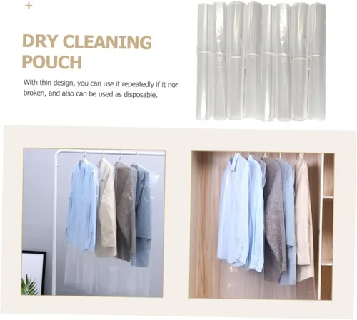 Vista 2 de 60 bolsas de tintorería, cubierta de ropa para trajes, cubiertas de ropa de plástico impermeables para tiendas de limpieza en seco y uso doméstico