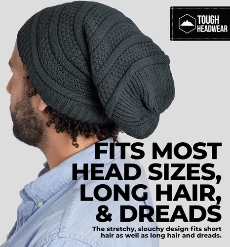 Vista 47 de Slouchy Cable tejido Gorro de lana por Tough Headwear – Gorro de lana de gran tamaño Sombreros Gorros Graves Sombreros Para Hombres y Mujeres