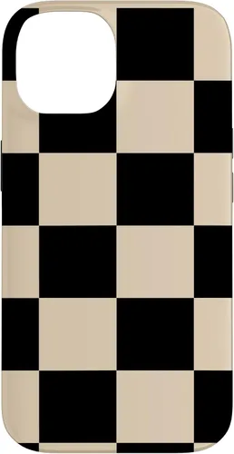 Vista 4 de Black and Beige Classic Checkered Big Checkerboard Pattern Case for iPhone 16