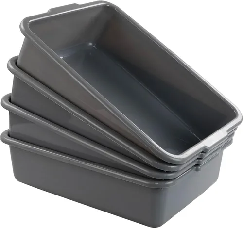 Vista 6 de Xyskin 4 paquetes caja de autobús comercial gris de 13 litros, tina de autobús utilitaria plástica