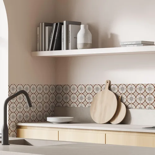 Vista 2 de Alwayspon 12 calcomanías de azulejos de pared retro florales mate para transferir, despegar y pegar, calcomanías de vinilo autoadhesivas