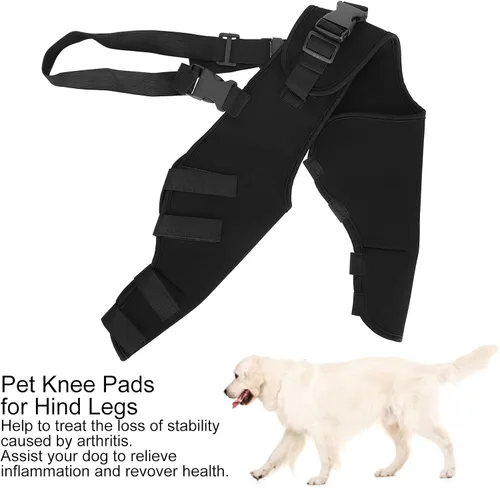 Vista 4 de Protector de patas traseras de perro para mascotas, rodillera ajustable, soporte para piernas, soporte de hockey para perros, envoltura