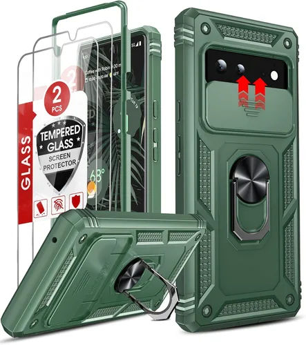 Vista 12 de LeYi Funda para Google Pixel 6: Funda para teléfono para Pixel 6 con cubierta deslizante para cámara + [2 paquetes] Protector de pantalla de vidrio