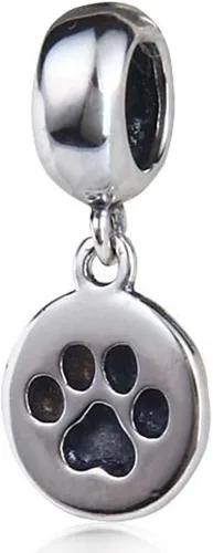 Vista 2 de LAMOONY Dijes de pata de perro de cachorro de plata de ley 925 con colgante de pata de animal para pulseras de bricolaje, Plata esterlina, plata