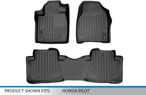 Vista 5 de MAXLINER - Juego de alfombrillas de suelo de ajuste personalizado de 2 filas compatibles con Honda Pilot 2009-2015