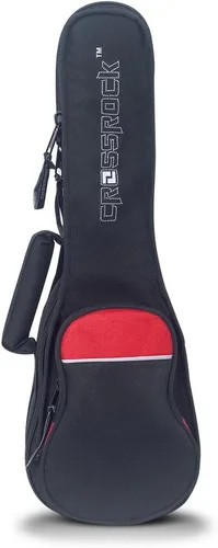 Vista 2 de Crossrock Bolsa de ukelele soprano con correa acolchada y acolchada de 0.394 in en negro y rojo (CRSG106SUBR)