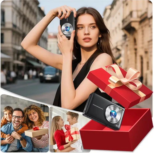 Vista 8 de Cámara digital 4K, cámara de videoblogs de 64 megapíxeles con enfoque automático y lente dual, zoom digital 16X, cámara compacta de YouTube