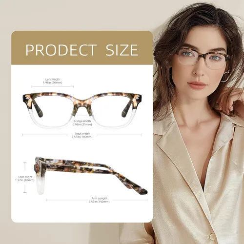 Vista 5 de Square Reading Glasses for Women - Blue Light Blocking Readers - Amber Mist