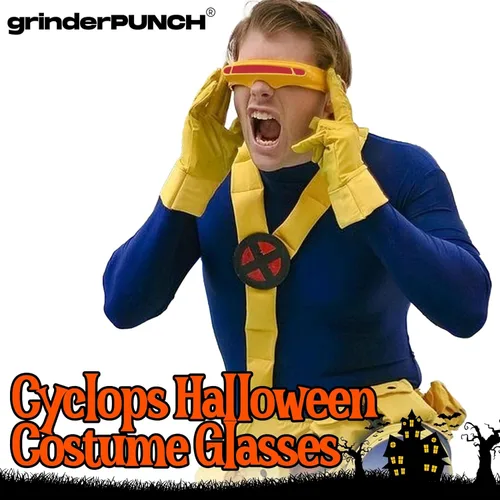 Vista 2 de grinderPUNCH Lentes de sol futuristas para disfraz de alienígena, escudo de cíclope, espejo de fiesta, lente mono, paquete de 2