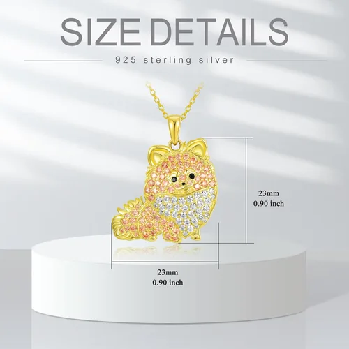 Vista 90 de Collares con colgante de perro de plata de ley S925 – 24 razas corgi/husky/labrador/pastor para mujer