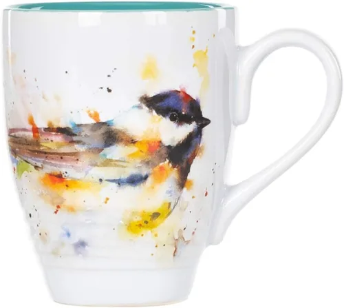Vista 9 de Dean Crouser colección de taza de porcelana con diseño de acuarelas, bluebird