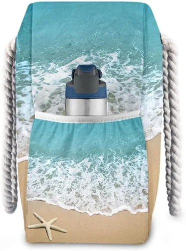 Vista 5 de Bolsas de playa para mujer, diseño de estrella de mar, bolsa grande de playa, bolsa de hombro para piscina, bolso