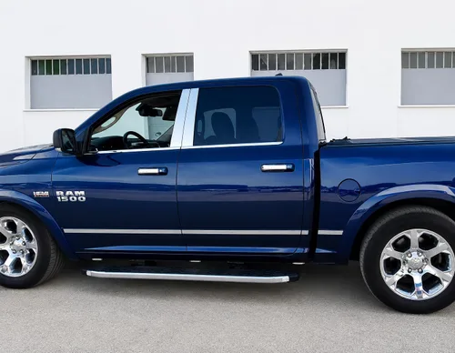 Vista 3 de Juego de alféizares de ventana de acero inoxidable pulido para Ram 1500 2500 3500 HD Crew Cab/Mega Cab 2009-2018