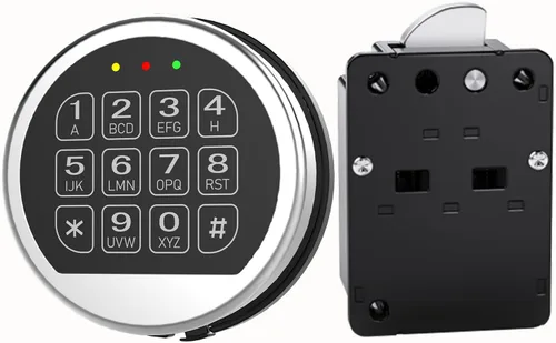 Vista 10 de Cerradura de repuesto para caja fuerte de armas con cerradura de solenoide de alta seguridad, teclado digital cromado, cerradura electrónica segura