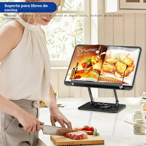 Vista 8 de BESIGN BS02 - Soporte de libro para lectura, soporte ajustable para libros, soporte ergonómico para laptop con clips elásticos para páginas