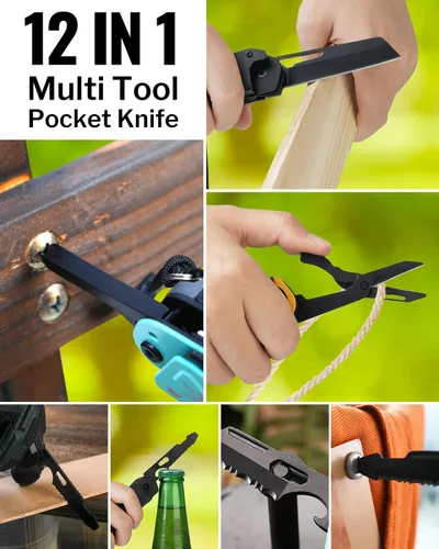 Vista 7 de VIPERADE VAK4 Multiherramienta de bolsillo para hombres, multifuncional 21 en 1 con funda, para camping al aire libre, supervivencia y uso diario