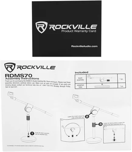 Vista 9 de Rockville RDMS70 - Soporte para micrófono de escritorio con pluma, base de acero, altura ajustable Weighted Round Base, Low Profile, Powder