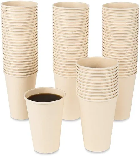 Vista 8 de Tazas de papel de café desechables, bebida caliente marrón de fibra vegetal 160 unidades 8 oz