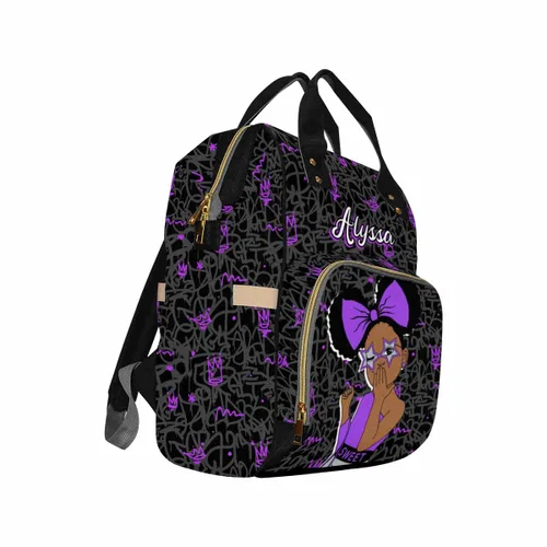 Vista 3 de Newcos Mochila de pañales personalizada con nombre, bolsas de bebé negras personalizadas para recién nacidos, niños y niñas, bolsa de guardería
