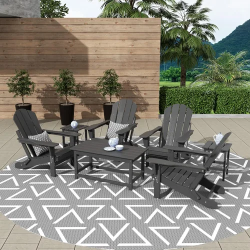 Vista 4 de WestinTrends Malibu - Juego de mesa auxiliar y café para silla Adirondack, 3 piezas, color gris