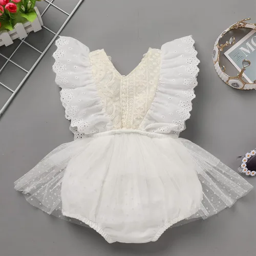 Vista 4 de Traje de bebé recién nacido para primer cumpleaños, traje de encaje bohemio, vestido tutú, brillante, banda para sesión de fotos, ropa