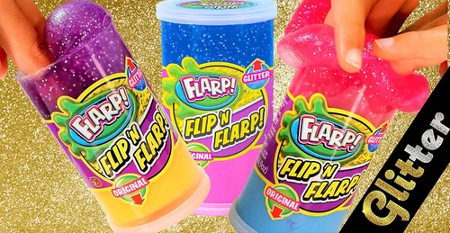 Vista 6 de JA-RU Flip & Flarp - Masilla de ruido para niños, paquete doble, original y purpurina (1 paquete surtido), fabricante de ruido de gas fart, limo