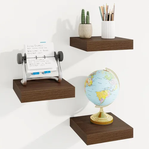 Vista 118 de Marsmiles Estantes flotantes cuadrados para pared, 8 pulgadas de ancho x 8 pulgadas de profundidad x 1.25 pulgadas de alto, paquete de 3 estantes