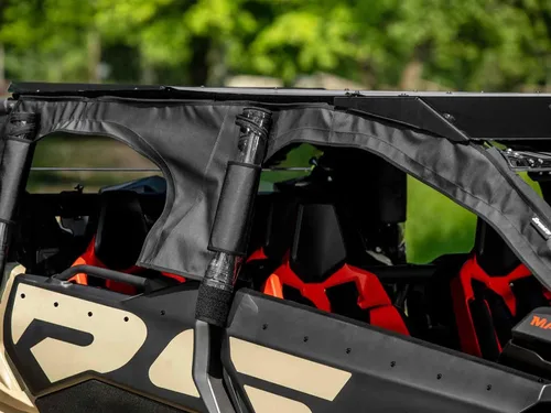 Vista 9 de SuperATV Primal Soft Cab - Puertas superiores para Can-Am Maverick X3 MAX 2017+ Resistente al agua, desgarros, rayos UV Ventanas de vinilo