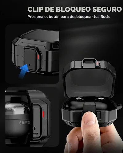 Vista 3 de MoKo Secure Lock - Carcasa para Samsung Galaxy Buds 4 Pro/4 (2026), color negro