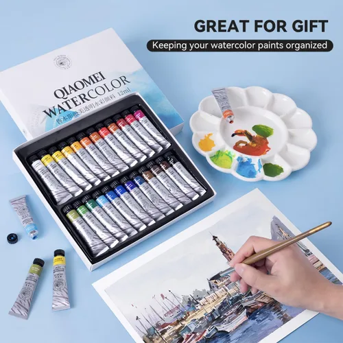 Vista 7 de Paul Rubens Set de Pintura de Acuarela 24 Colores Vibrantes 12ml / 0.4 Fl Oz Tubos, Tubos de Acuarela con Gran Valor, Pinturas de Acuarela