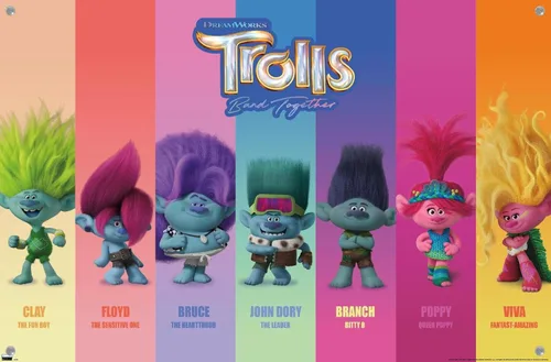 Vista 4 de Trends International Trolls: Band Together - Póster de pared Perfect Harmony, 14.72 x 22.37 pulgadas, paquete de póster premium y alfiler
