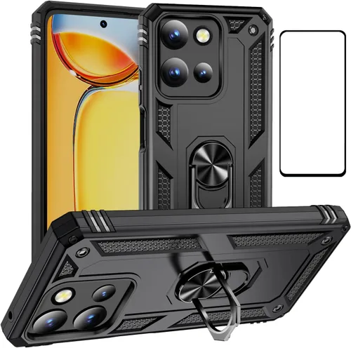 Vista 87 de Funda para Xiaomi POCO X3 NFC /X3 Pro con protector de pantalla, armadura de protección militar híbrida resistente a prueba de golpes, funda Negro