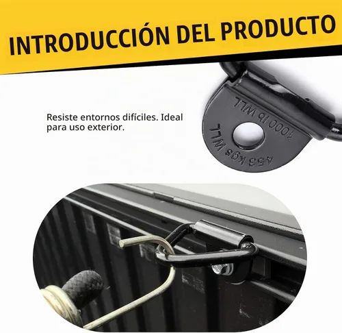 Vista 6 de Pack-4 - Anclaje de amarre con anillo en forma de V para automóvil, accesorios multiusos de 2.3 x 2.2 pulgadas, accesorios de amarre de caja