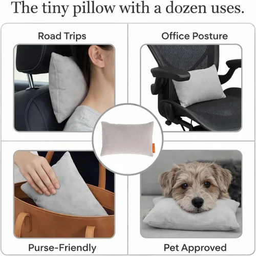Vista 2 de Almohada de microfibra Pipsqueak - Pequeña, Mini, Pequeño - 27.9 x 17.8 cm - Perfecta para viajes, autos, aviones, camping, perros, niños pequeños