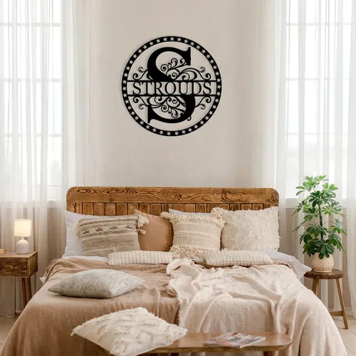 Vista 9 de Letreros de metal personalizados con apellido, letrero de apellido personalizado, letrero de metal personalizado, arte de pared de metal, monograma
