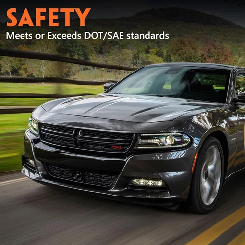 Vista 3 de FIONE - Para Dodge Charger Ensamble de Faros 2015 2016 2017 2018 2019 2020 2021 Halógeno Modelo Con Faros LED DRL y Luces de Señal Giratoria