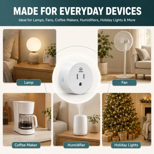 Vista 7 de Matter - Enchufe inteligente, funciona con Alexa, Apple Home, Google Home y SmartThings, fácil configuración, salida de temporizador, solo WiFi