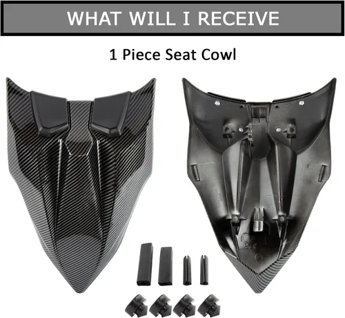 Vista 6 de Cubierta de capó para asiento de pasajero trasero para Ninja 650 Z650 2017 2018 2019 2020 2021 2022 2023 2024 (pintura de fibra de carbono)