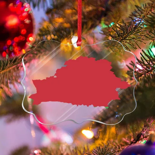 Vista 12 de Silueta de bandera de Bielorrusia, adornos de árbol de Navidad, bandera nacional, recuerdo de Navidad, adornos acrílicos de Bielorrusia