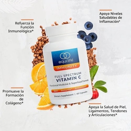 Vista 3 de Equilife Suplemento de vitamina C Full Spectrium, con quercetina, 60