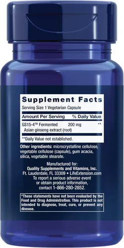 Vista 2 de Life Extension Ginseng Energy Boost - Suplemento fermentado de extracto de raíz de ginseng asiático - para potencia, liberación del estrés y salud