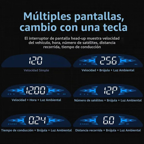Vista 7 de Pantalla de visualización frontal de coche Digital GPS Navegación Velocímetro GPS Sistema Dual Pantalla de visualización