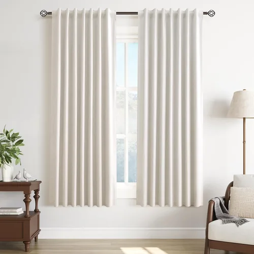 Vista 27 de Guken Cortinas opacas de lino, 2 paneles rústicos, elegantes, 100% opacas, con aislamiento térmico, banda de ganchos y trabilla trasera, 52 x 84