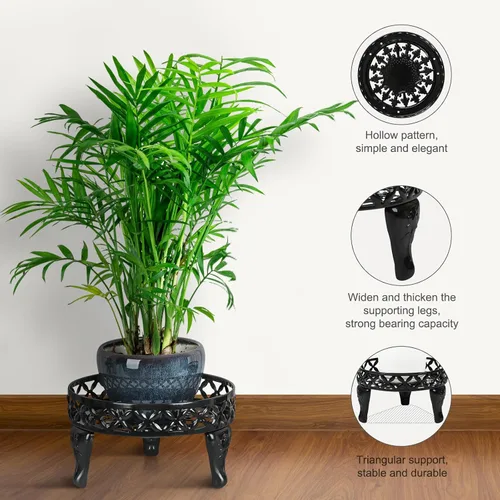 Vista 4 de Soporte de metal para plantas para interiores y exteriores, paquete de 2 soportes de hierro resistentes para interiores y exteriores, soporte