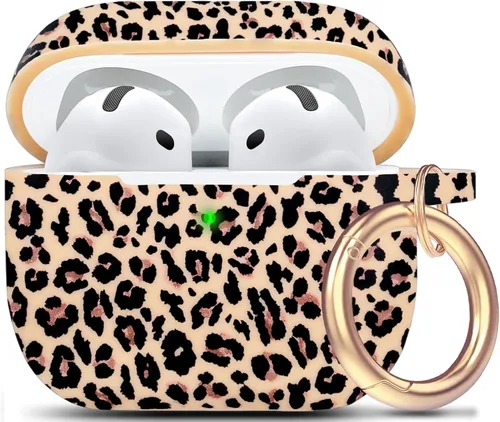 Vista 33 de Compatible con funda AirPods Pro 2019, Gawnock Funda de silicona suave y flexible para funda AirPods Pro para mujeres y niñas con llavero (Caqui)