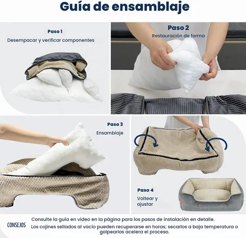 Vista 5 de Miguel - Cama para gatos de interior lavable con funda extraíble - Cama pequeña para mascotas con lado cuadrado Cama para perros rectangular Cama