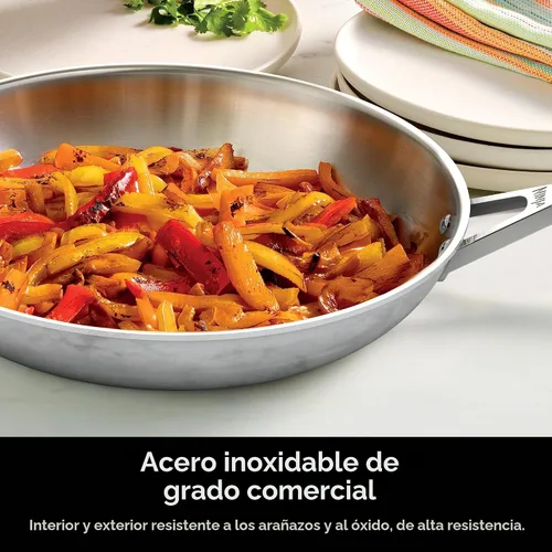 Vista 9 de Ninja EverClad - Sartén de acero inoxidable de grado comercial de 26 cm, sartén tricapa, apta para horno hasta 600°F, compatible con todas