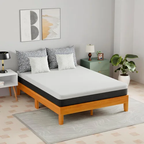 Vista 12 de PayLessHere Marco de cama de plataforma de madera, tamaño individual, marco de cama de madera maciza con cabecero, soporte de listones de madera,
