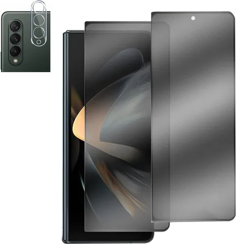 Vista 10 de Paquete de 2 protectores de pantalla de vidrio templado de privacidad diseñados para Samsung Galaxy Z Fold 2, protector de pantalla resistente a